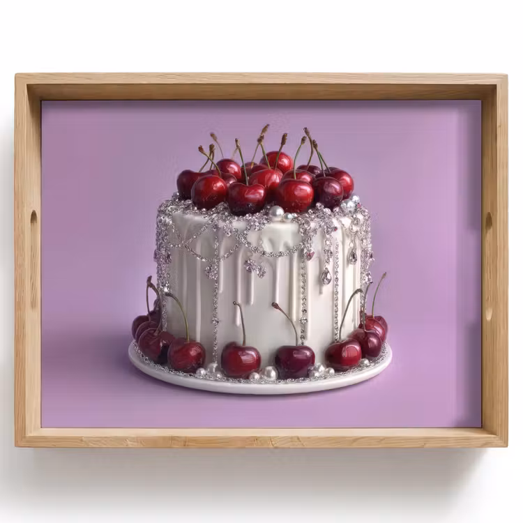 Vassoio - Torta - Ciliegia - Gioielli - Rosso — 1