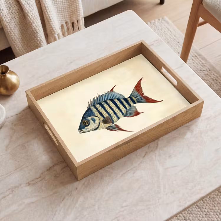Vassoio - A strisce - Blu scuro - Pinna posteriore - Pesce — 2