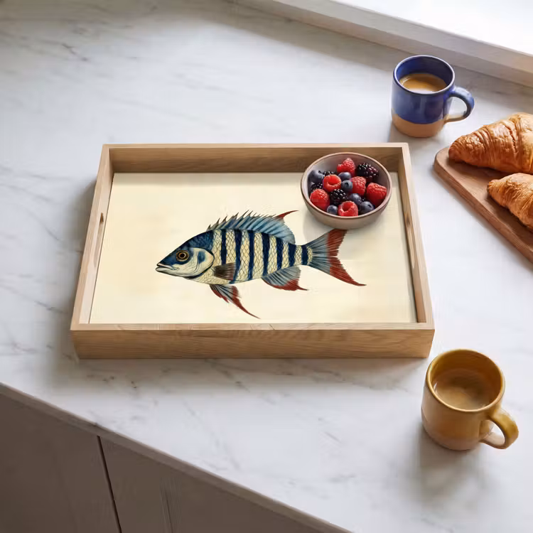 Vassoio - A strisce - Blu scuro - Pinna posteriore - Pesce — 3