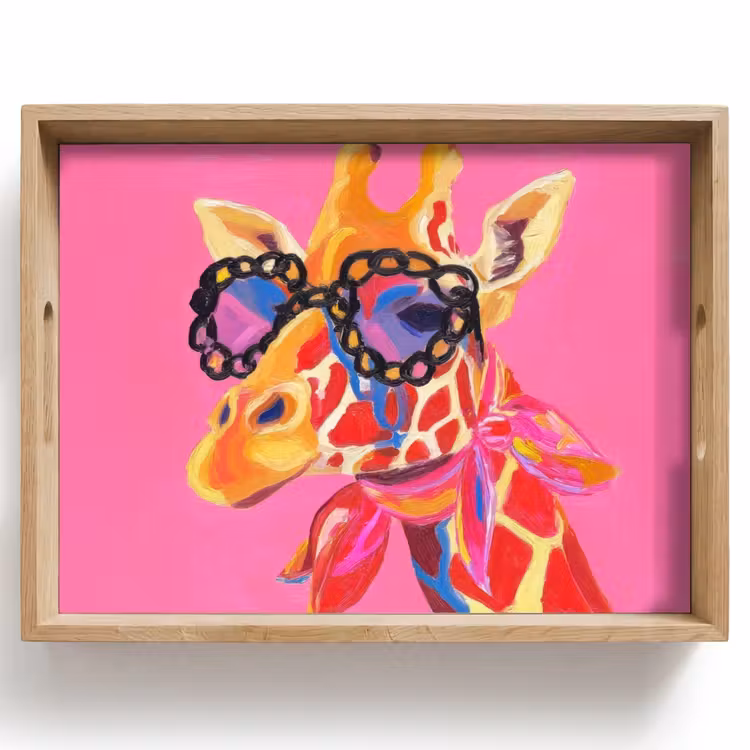 Vassoio - Giraffa - Rosa - Occhiali - Sciarpa — 1