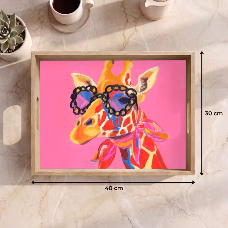 Vassoio - Giraffa - Rosa - Occhiali - Sciarpa — 7