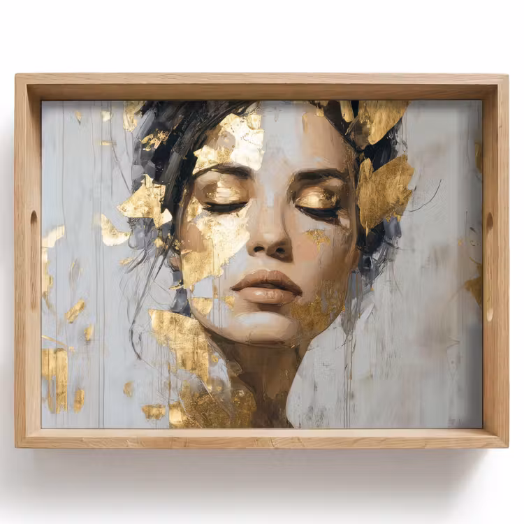 Vassoio - Ornato - Donna - Oro - Occhi — 1