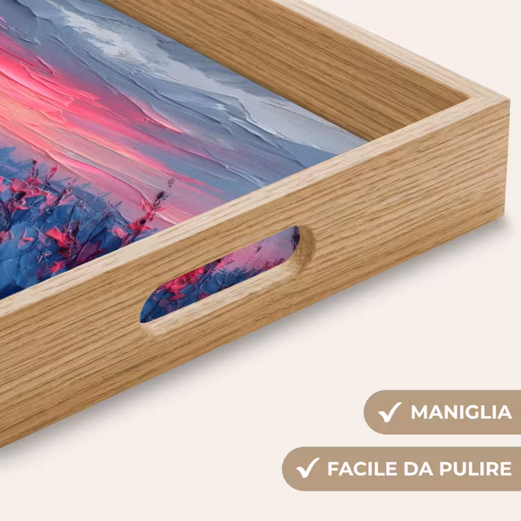 Vassoio - Pittura - Tramonto - Fiori - Fiume — 8