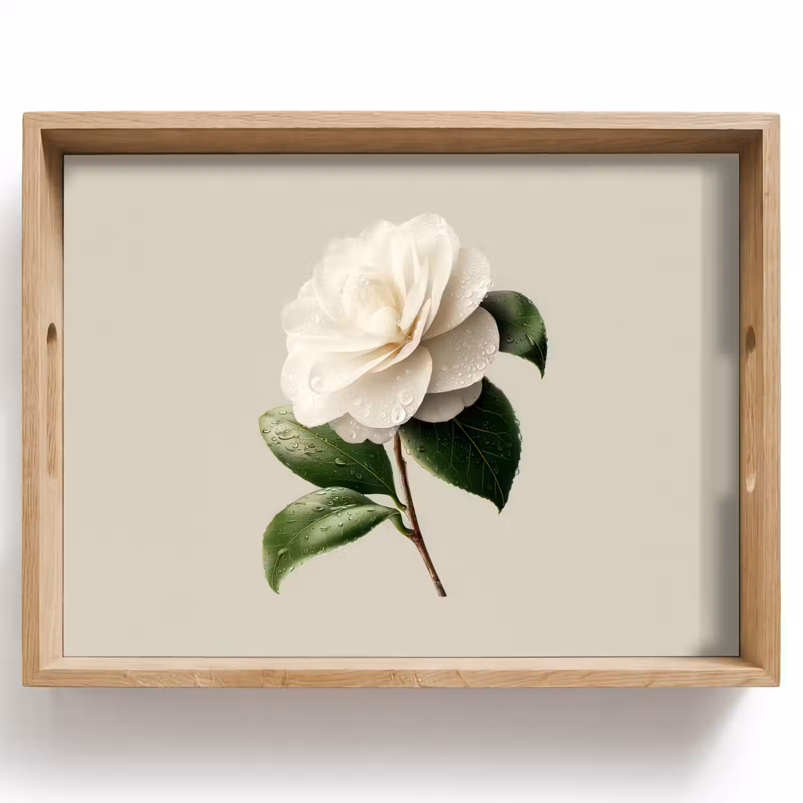 Vassoio - Fiore di camelia - Bianco - Verde — 1