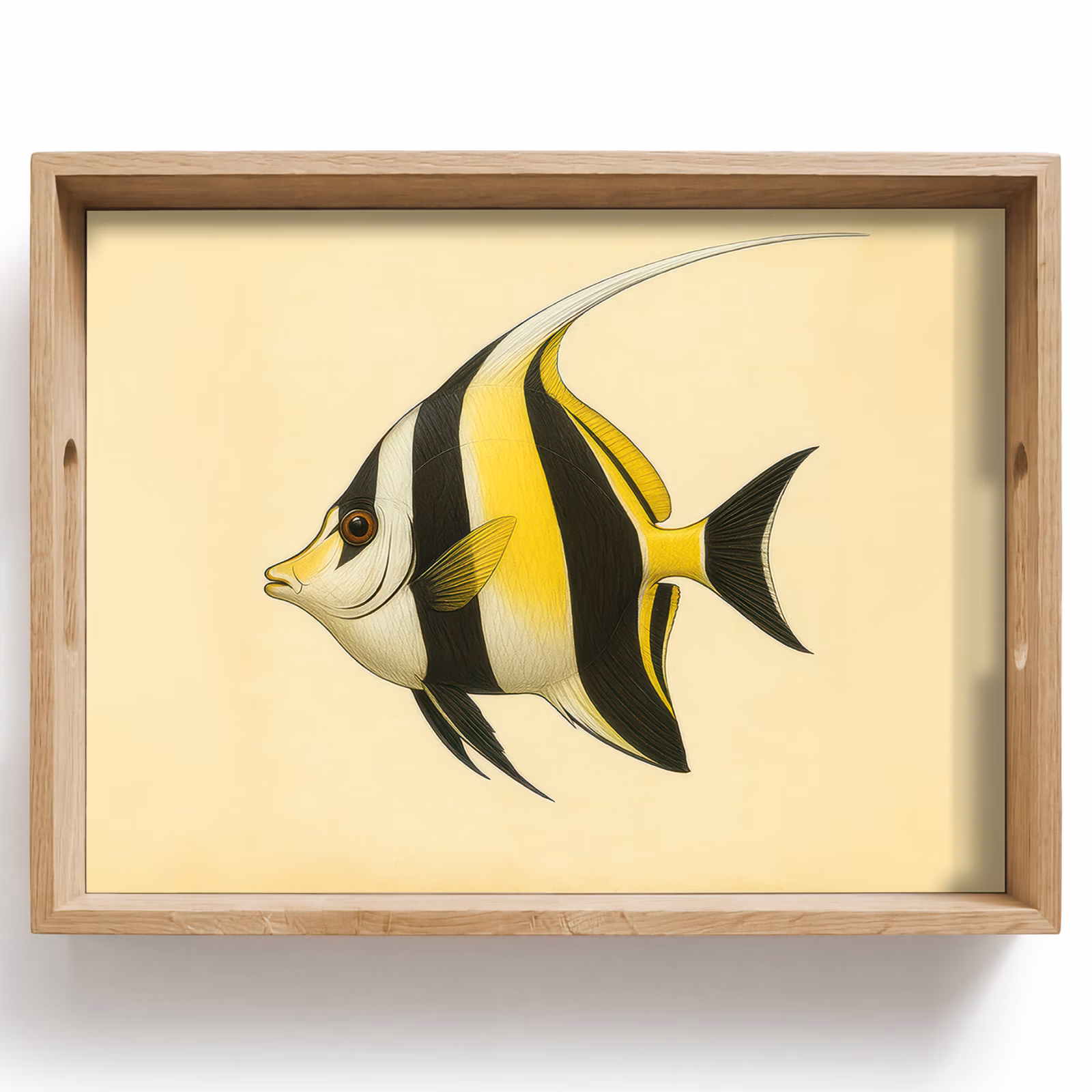 Vassoio - Pesce - Ornamentale - Pinna dorsale - Giallo — 1