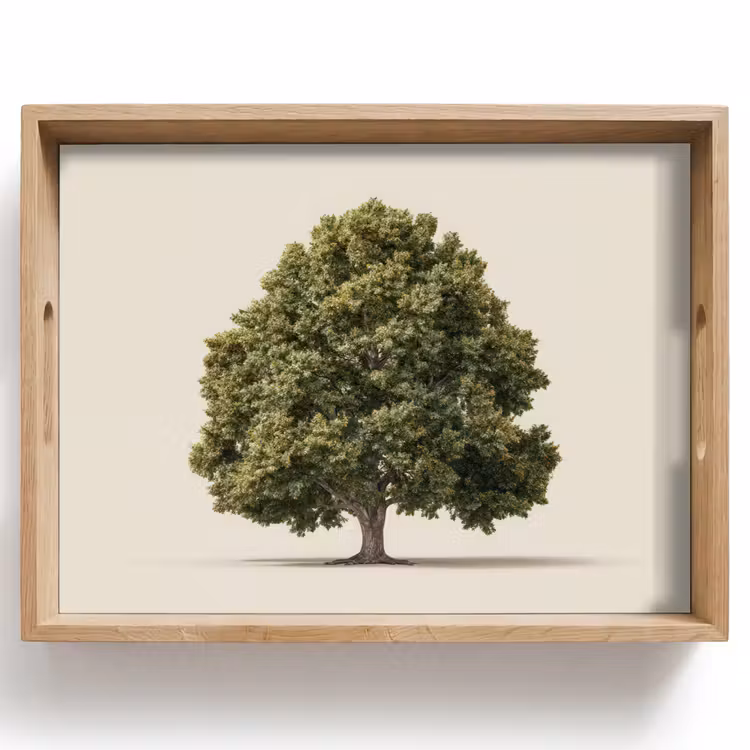 Vassoio - Albero di quercia - Verde - Sfondo chiaro — 1