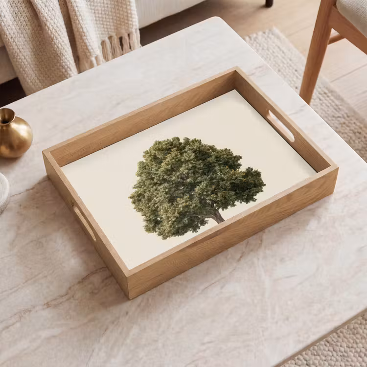 Vassoio - Albero di quercia - Verde - Sfondo chiaro — 2