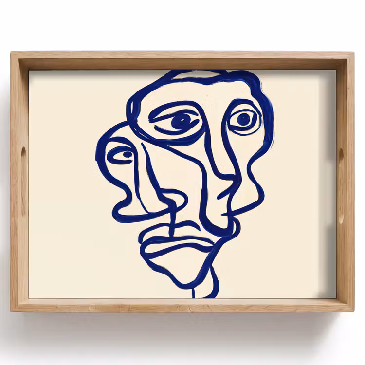 Vassoio - Disegno a linee - Facce sovrapposte - Blu scuro — 1