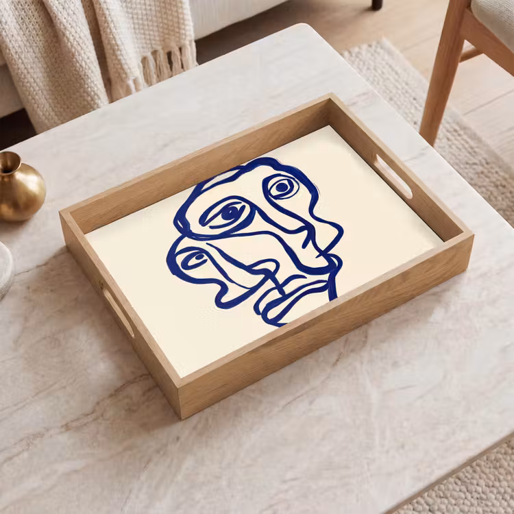 Vassoio - Disegno a linee - Facce sovrapposte - Blu scuro — 2