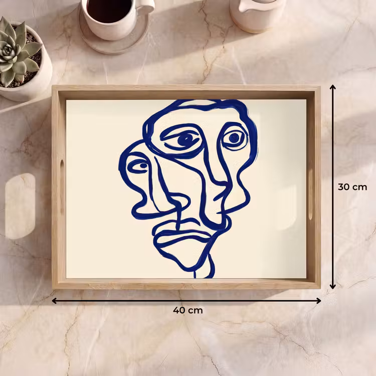 Vassoio - Disegno a linee - Facce sovrapposte - Blu scuro — 7