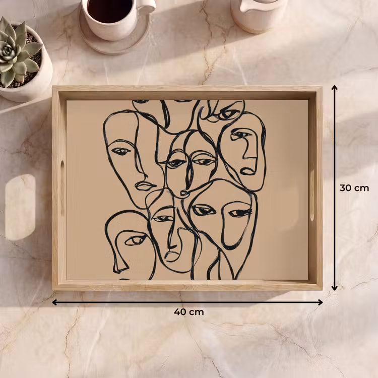Vassoio - Mare di volti - Disegno al tratto - Astratto — 7