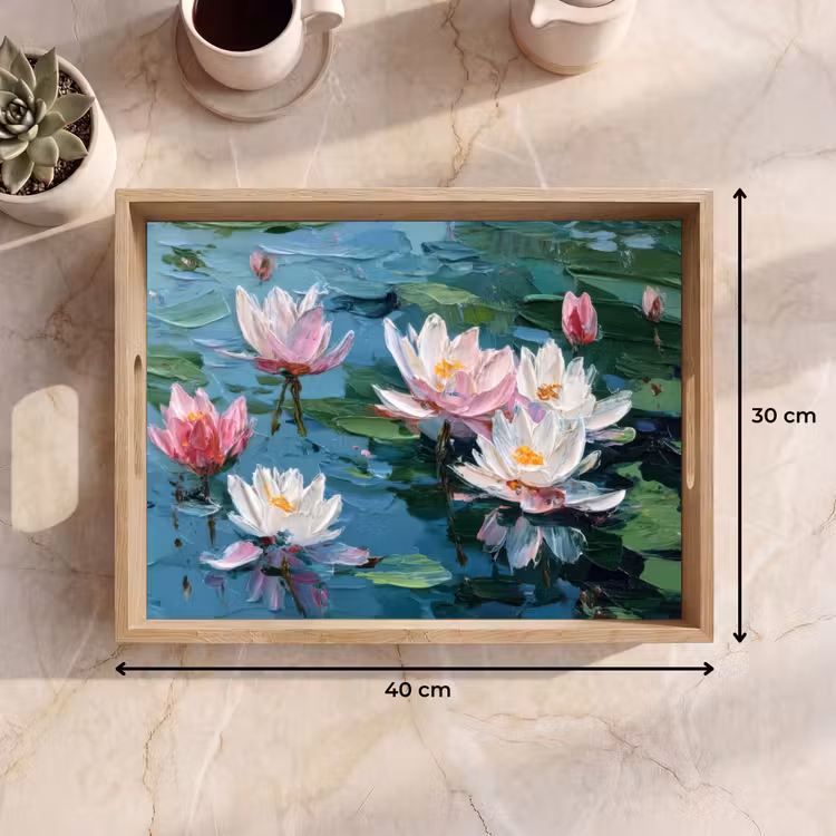 Vassoio - Ninfee - Fiori - Rosa - Acqua — 7