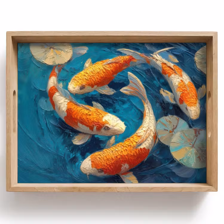 Vassoio - Pesce - Ninfee - Arancione - Acqua — 1