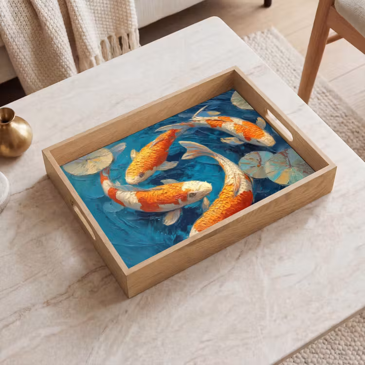 Vassoio - Pesce - Ninfee - Arancione - Acqua — 2