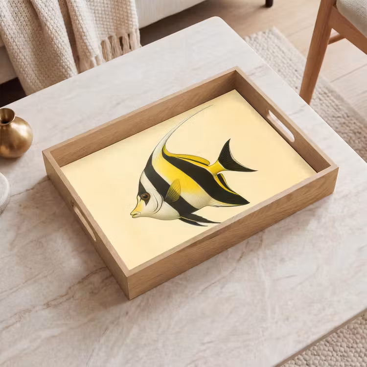 Vassoio - Pesce - Ornamentale - Pinna dorsale - Giallo — 2