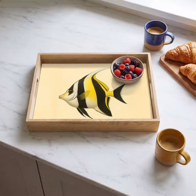 Vassoio - Pesce - Ornamentale - Pinna dorsale - Giallo — 3