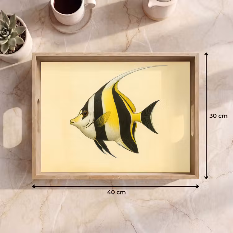 Vassoio - Pesce - Ornamentale - Pinna dorsale - Giallo — 7