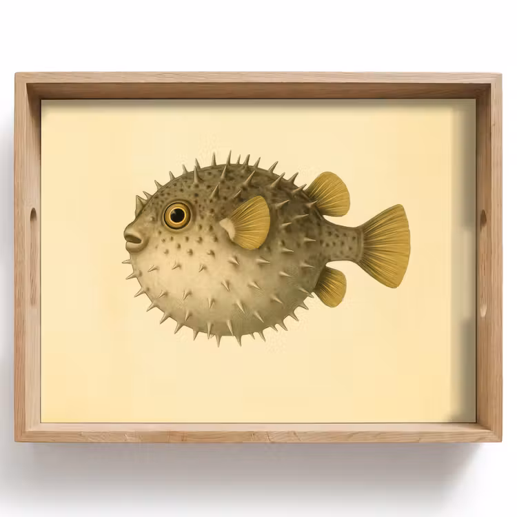 Vassoio - Spine - Pesce - Gonfio - Marrone — 1
