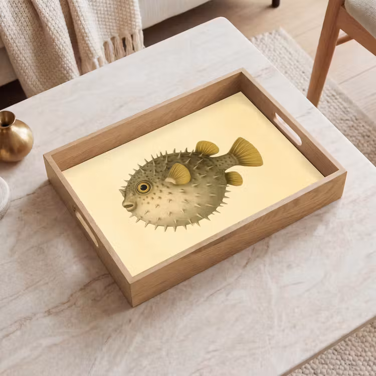 Vassoio - Spine - Pesce - Gonfio - Marrone — 2