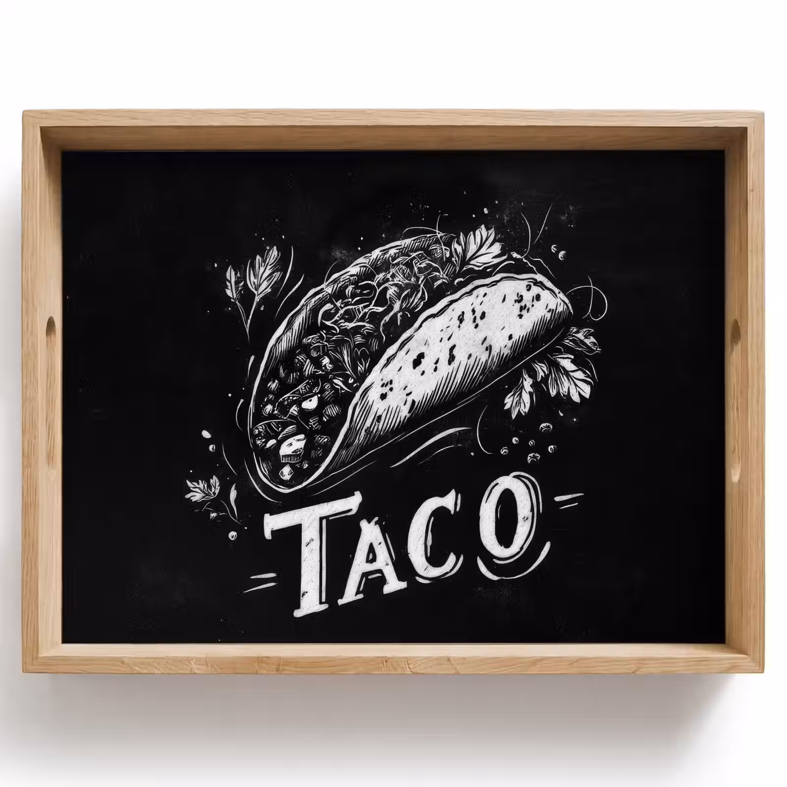 Vassoio - Taco - Erbe - Gesso bianco - Testo — 1