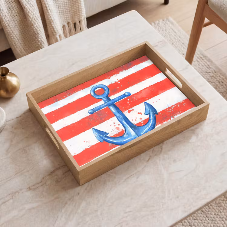 Vassoio - Ancora - Schizzi di vernice - Rosso - Blu — 2