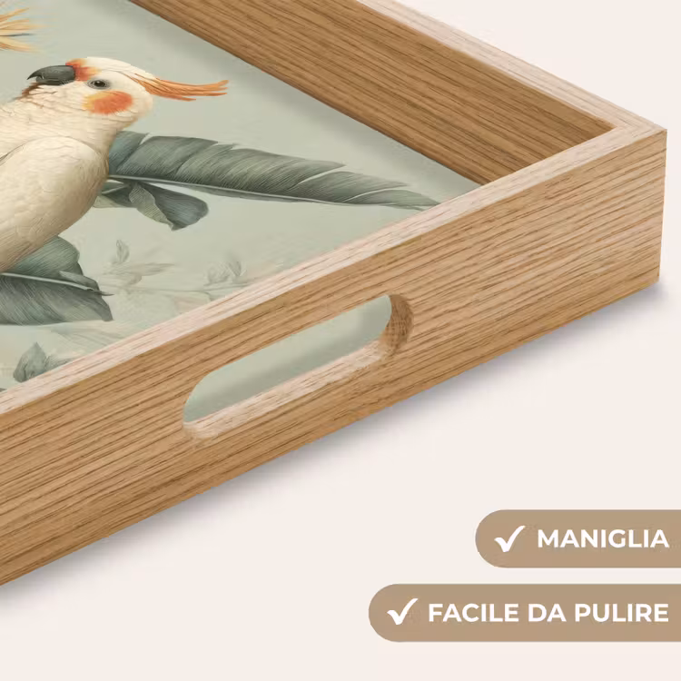 Vassoio - Cacatua a cresta gialla - Fiori del paradiso - Verde — 8