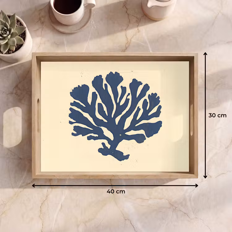 Vassoio - Corallo blu - Rami - Beige — 7