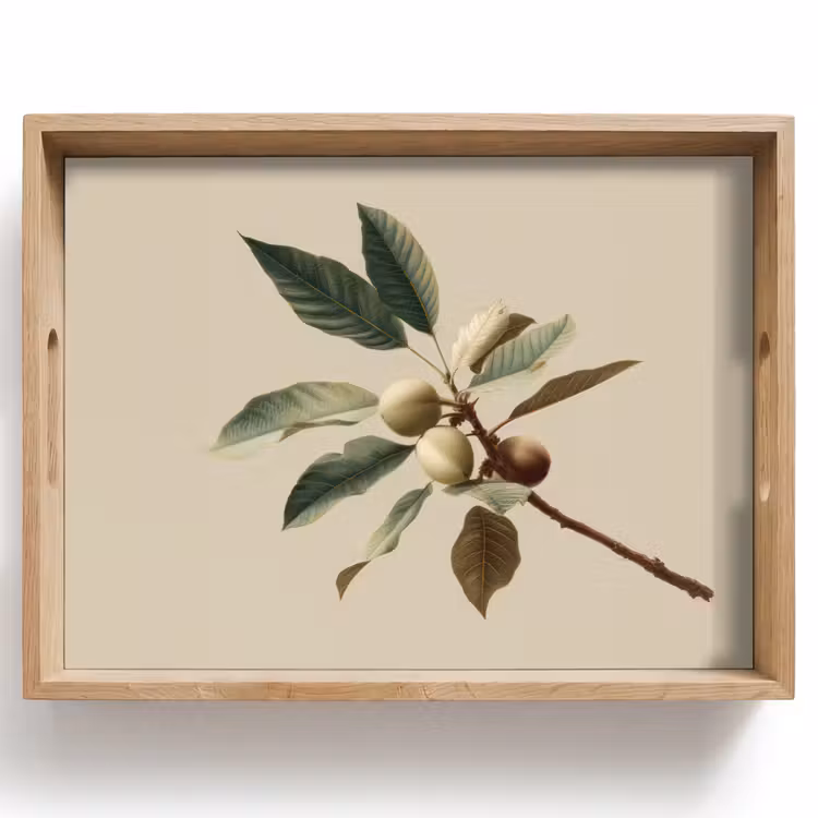 Vassoio - Ramo - Foglie verdi - Frutti — 1