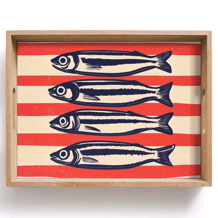 Vassoio - Sardine - A strisce rosse e beige — 1