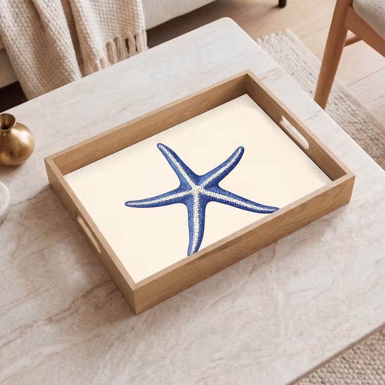 Vassoio - Stella marina blu - Minimalista - Beige — 2