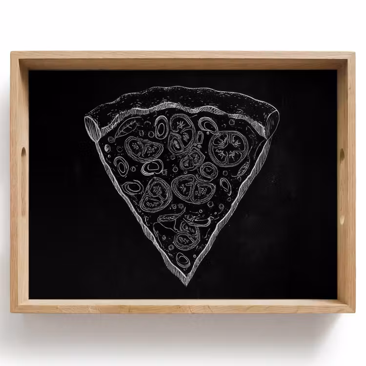 Vassoio - Suggerimento per la pizza - Farciture - Disegno a gesso — 1