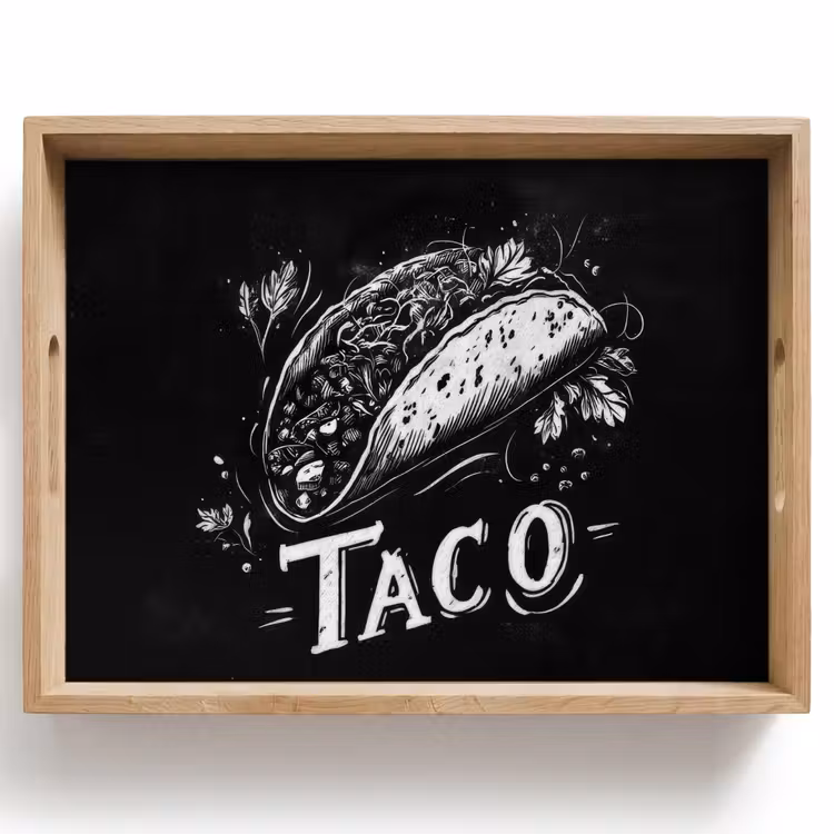 Vassoio - Taco - Erbe - Gesso bianco - Testo — 1