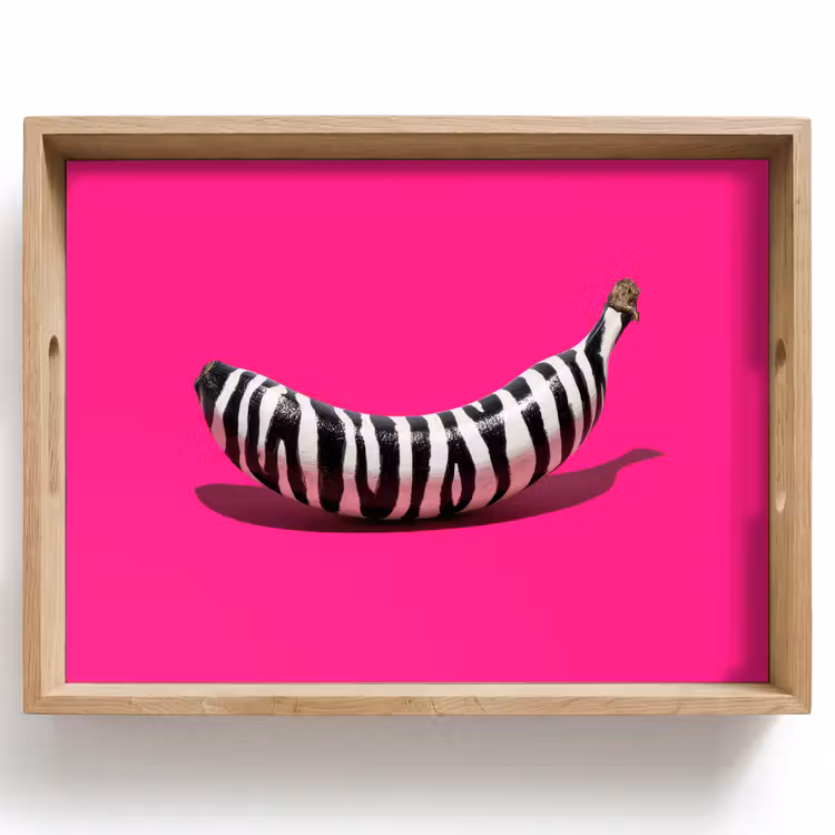 Vassoio - Banana - Stampa zebrata - Rosa — 1