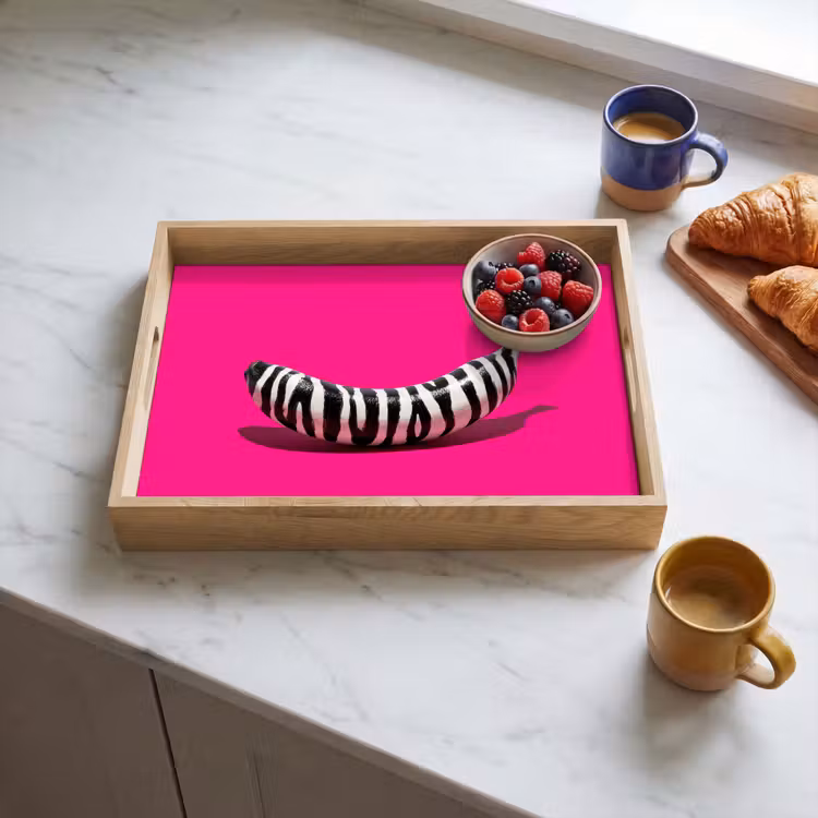 Vassoio - Banana - Stampa zebrata - Rosa — 3