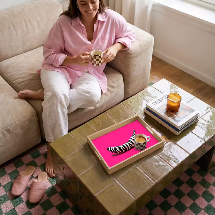 Vassoio - Banana - Stampa zebrata - Rosa — 4