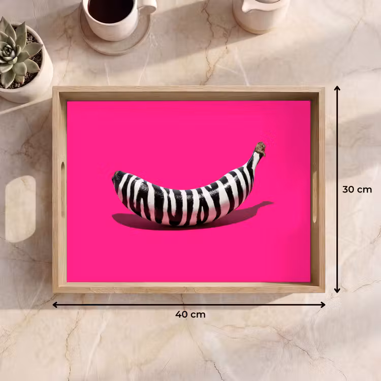 Vassoio - Banana - Stampa zebrata - Rosa — 7