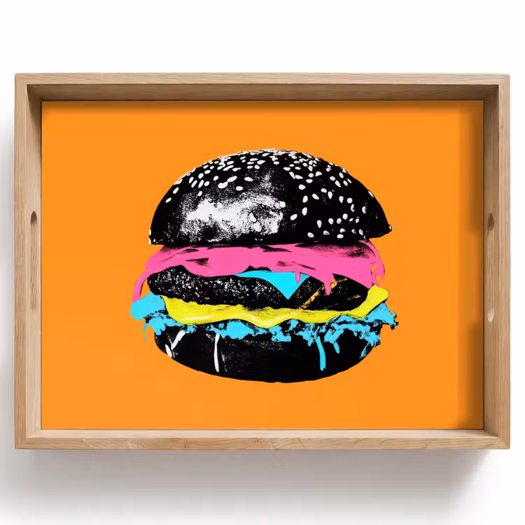 Vassoio - Hamburger - Arancione - Neon - pop art — 1