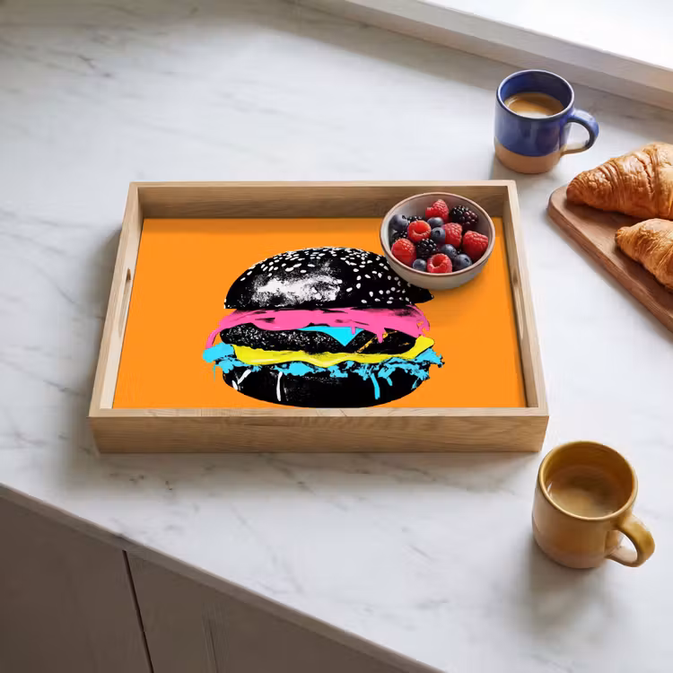 Vassoio - Hamburger - Arancione - Neon - pop art — 3