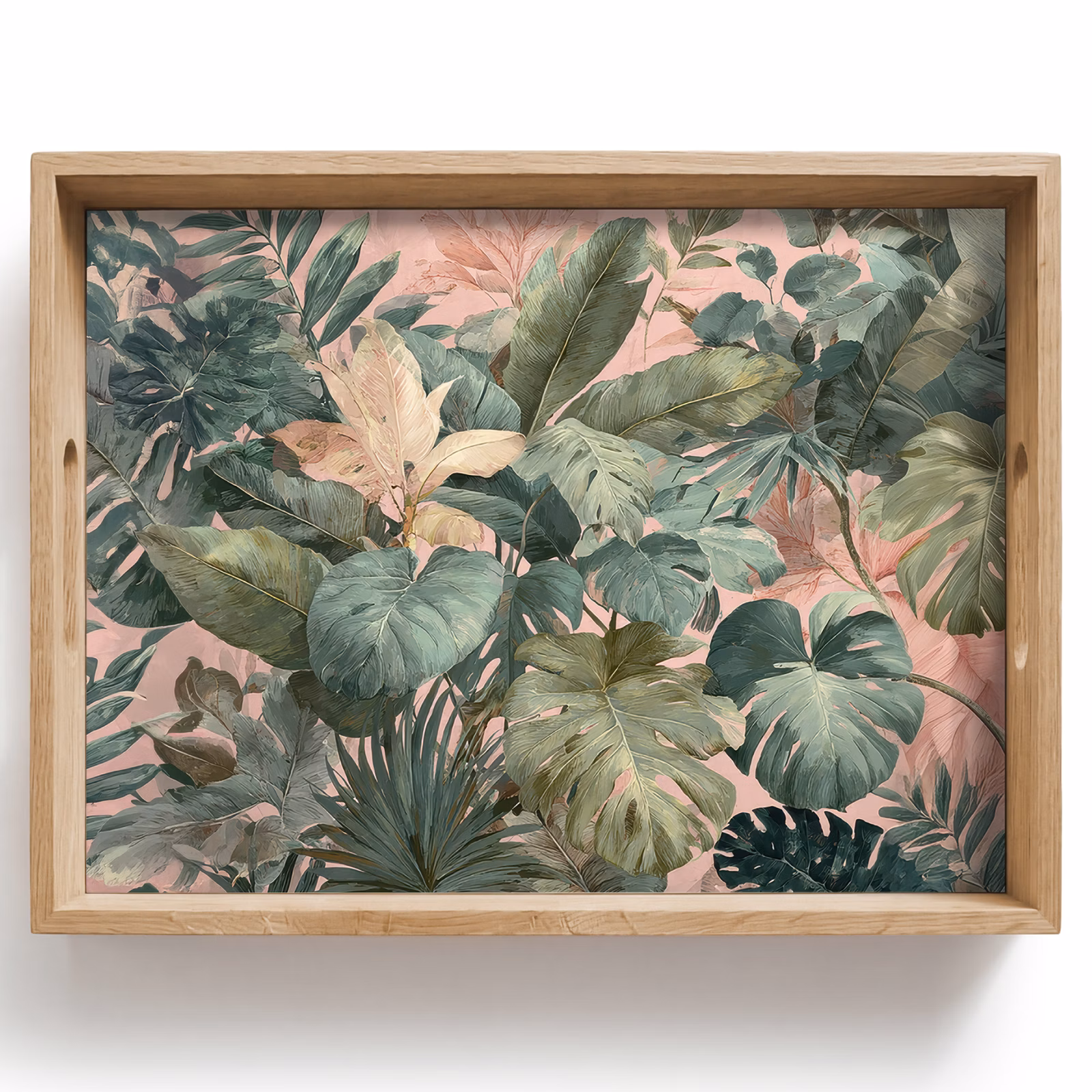 Vassoio - Composizione delle foglie - Verde - Rosa — 1