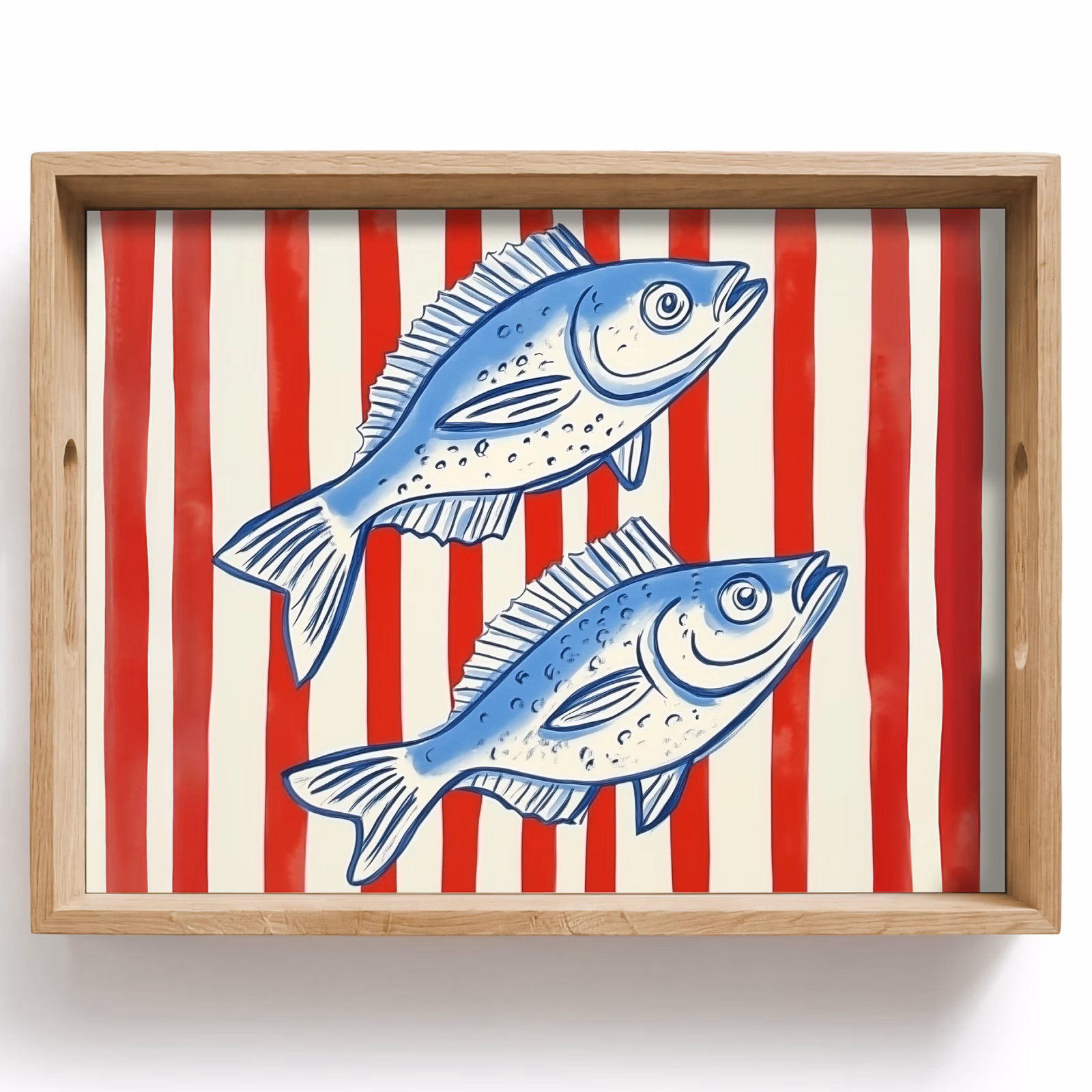 Vassoio - Pesce - Strisce verticali - Blu - Rosso — 1