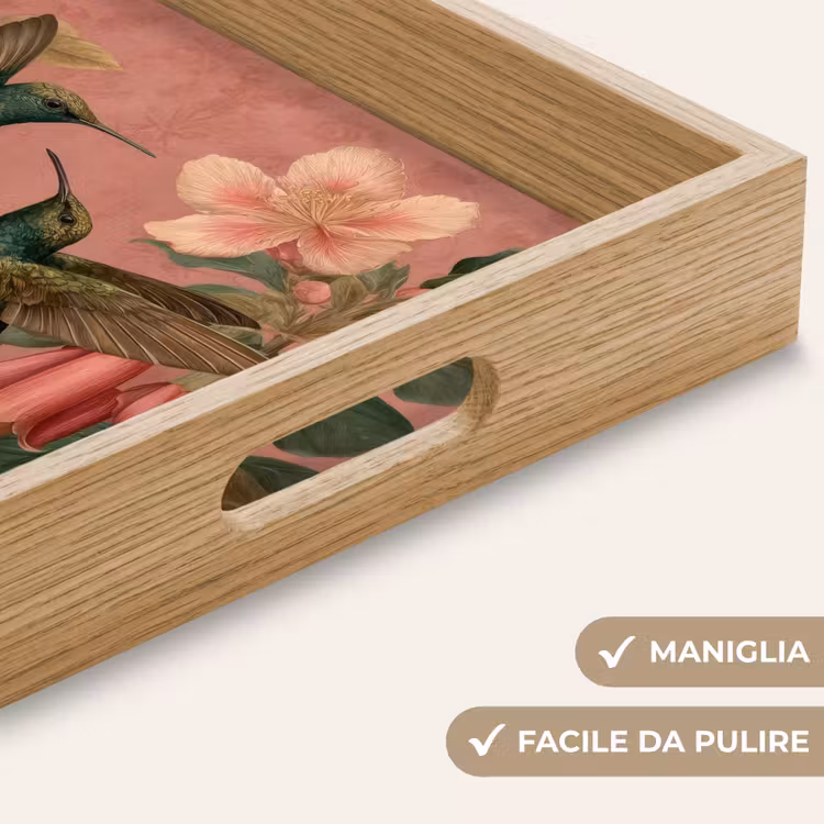 Vassoio - Colibrì - Fiori - Verde - Rosa — 8