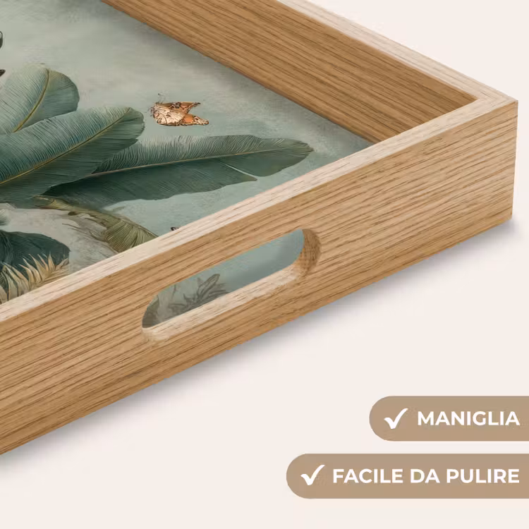 Vassoio - Fogliame tropicale - Farfalle - Verde - Marrone — 8