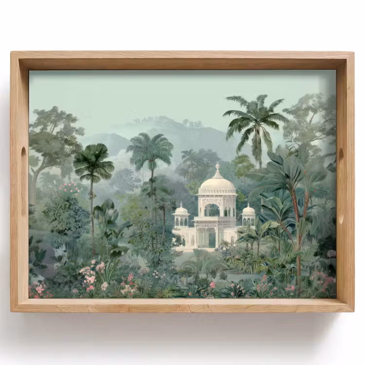 Vassoio - Giardino tropicale - Edificio a cupola - Fiori — 1