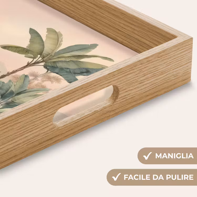 Vassoio - Paesaggio tropicale - palme - fiori - cielo rosa — 8