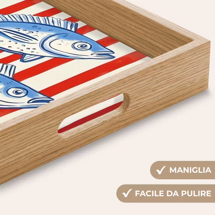 Vassoio - Pesce - Strisce verticali - Blu - Rosso — 8