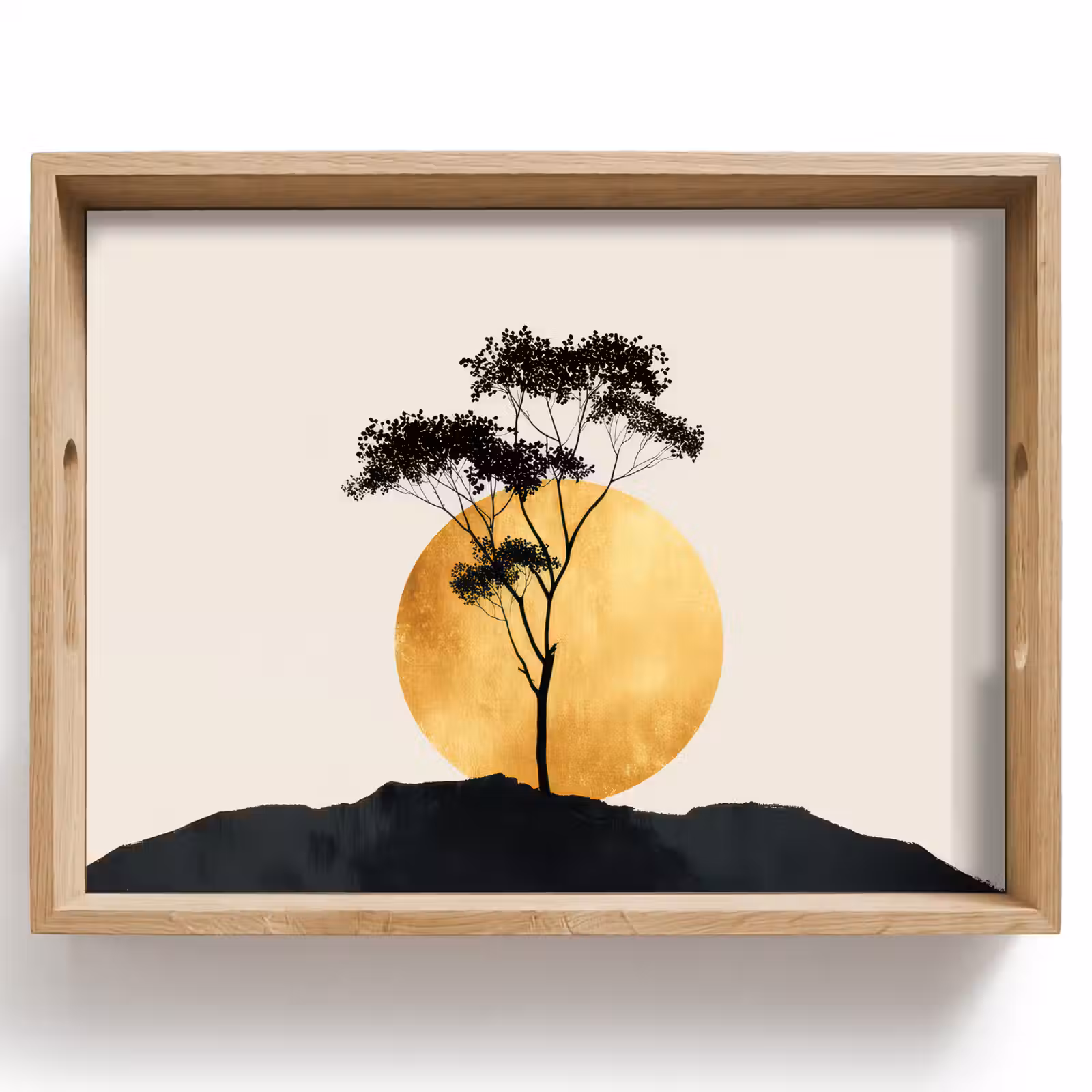 Vassoio - Albero nero - Cerchio d'oro - Collina — 1