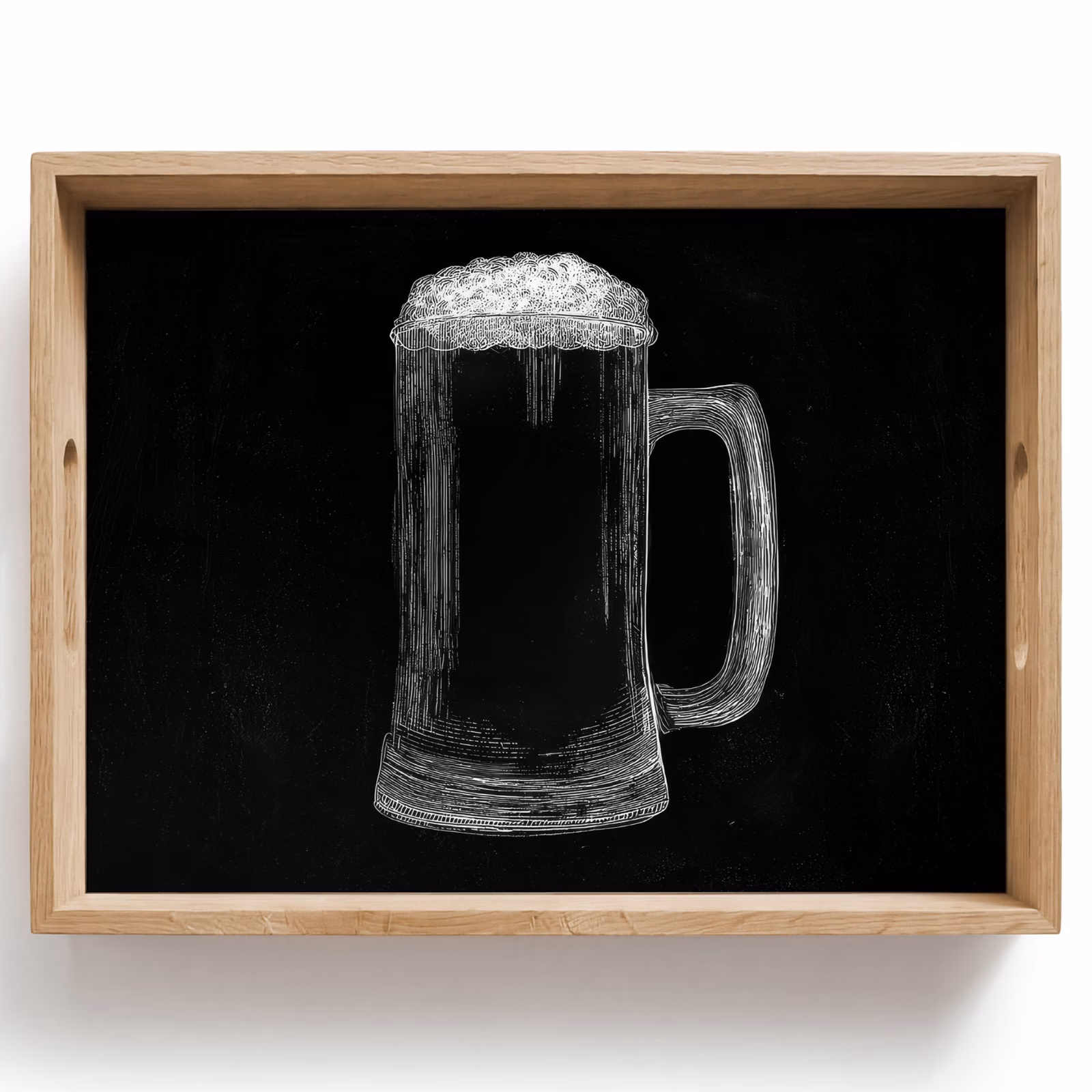Vassoio - Boccale di birra - Schiuma - Disegno a gesso — 1