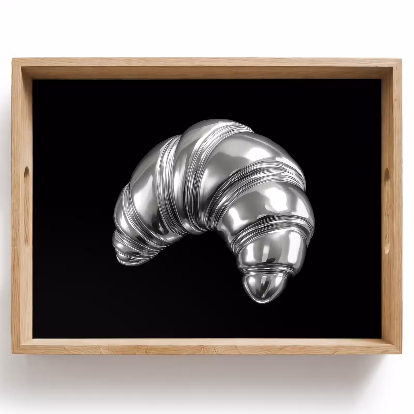 Vassoio - Croissant - Metallo - Argento — 1