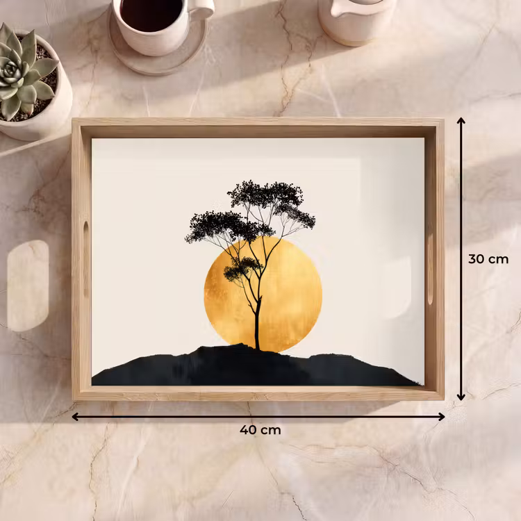 Vassoio - Albero nero - Cerchio d'oro - Collina — 7