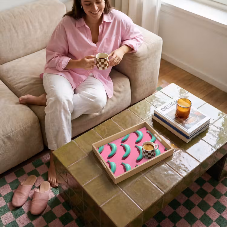 Vassoio - Banane - Motivo - Blu - Rosa — 4